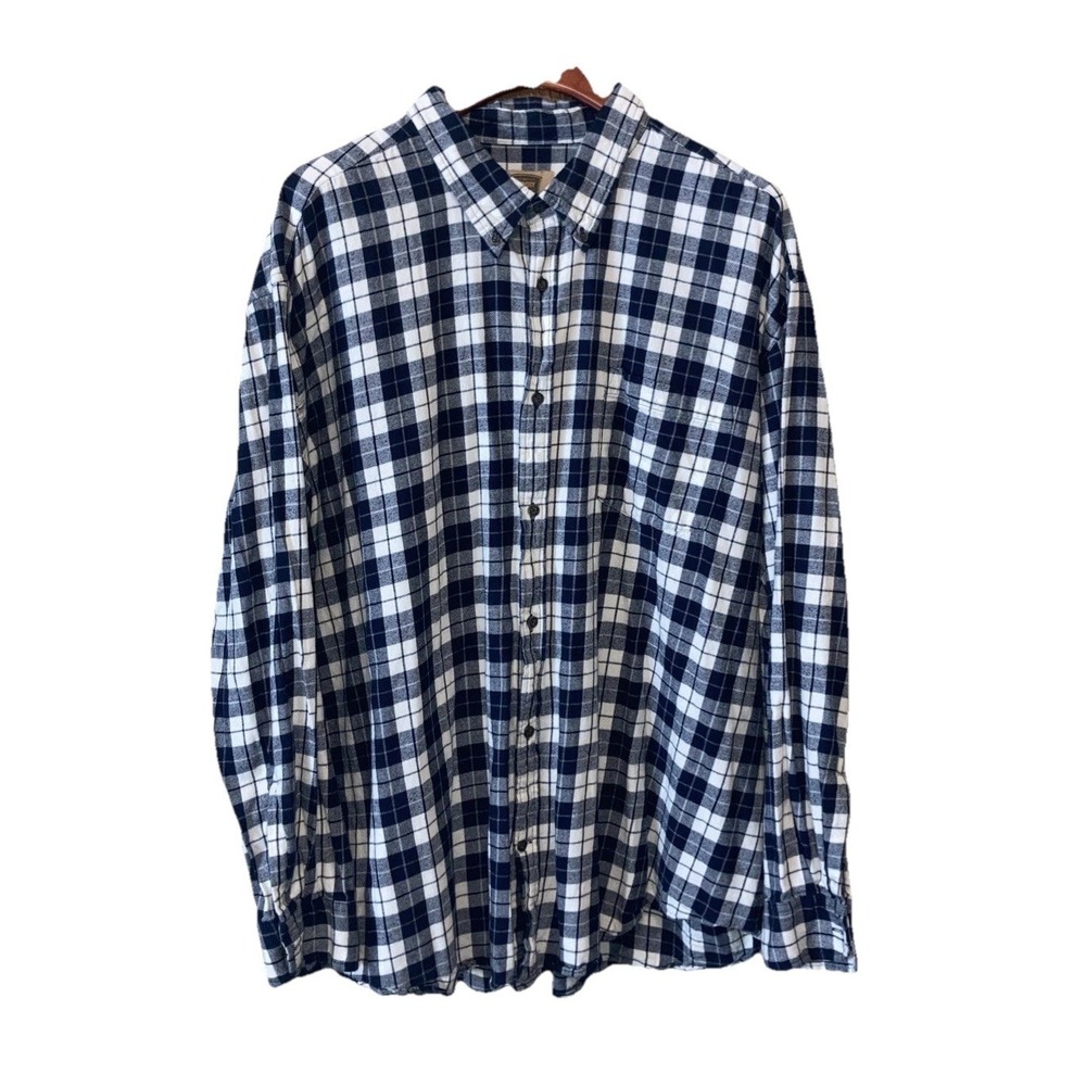 Foundry Shirt 3XL Black White Flannel Plaid 100% Cotton Classic Button-Down